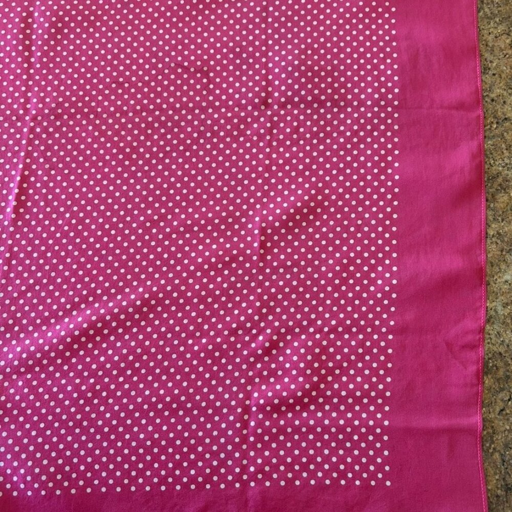 Kreier Pink with White Polka Dots Silk Scarf Made in Switzerland 26" x 26" - Picture 5 of 13